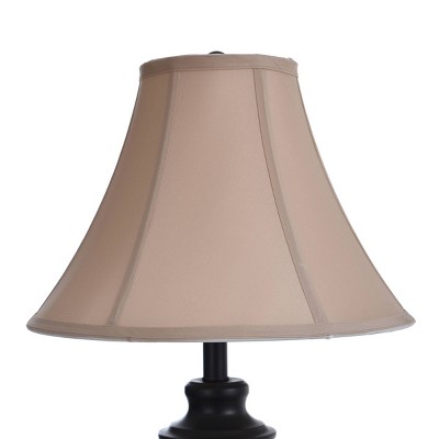 Bronze Wood Finish Taupe Fabric Shade Lamp Trio Set