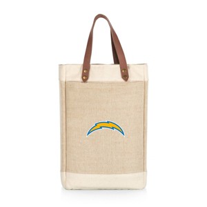 NFL Los Angeles Chargers Pinot Jute Insulated Wine Bag - Beige - 1 of 4