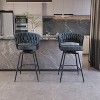 28 Inch Bar Stool Linen Woven Bar Stools Set of 4, Black Legs Bar Stools Non Adjustable Kitchen Island Chair - 4 of 4