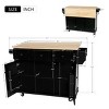 Rolling Kitchen Island Cabinet on Wheels, Kitchen Storage Cart, Mobile Storage Cart with Wood Top for Kitchen or Dining Room-The Pop Home - 4 of 4