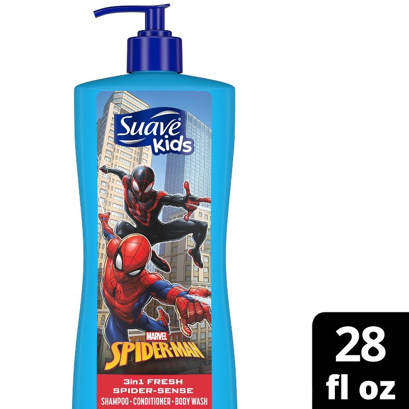 Suave Kids&#39; Spider-Man 3-in-1 Pump Shampoo + Conditioner + Body Wash - Fresh Spider-Sense - 28 fl oz, 1 of 7