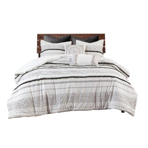 Gulches Multicolor White Contemporary Boho Cotton Full Queen 3 Piece Duvet Cover Set Blanket - 1 of 4