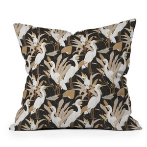 16"x16" Iveta Abolina Cranes Cockatoo Square Throw Pillow White - Deny Designs: Removable Cover, Indoor Decor - 1 of 4