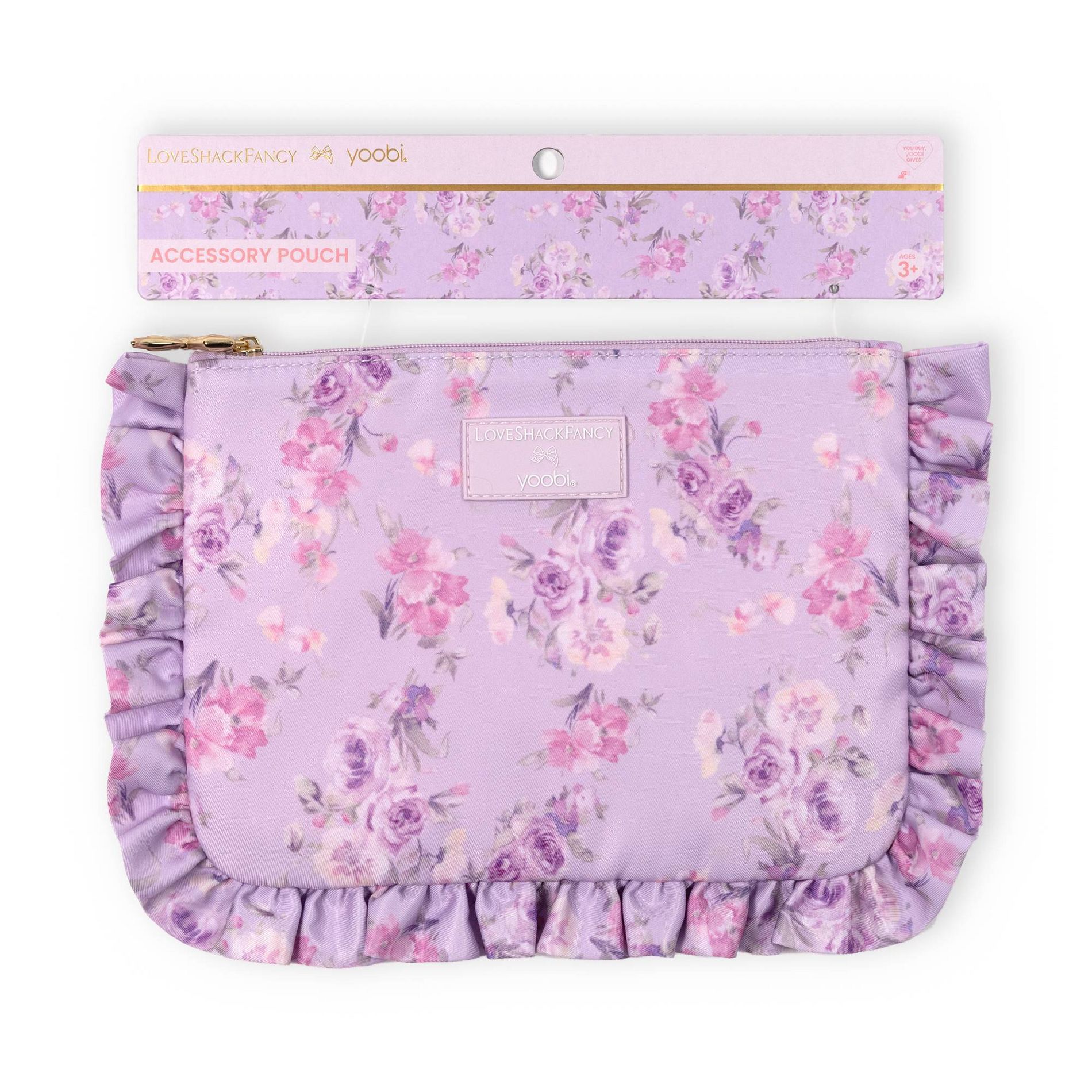 LoveShackFancy x Target - Yoobi Happy Thoughts Flat Zip Pencil Case with Ruffles Hibiscus