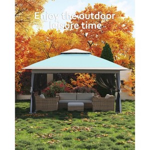 13x13FT Pop-Up Gazebo: Outdoor tent with mesh cover, adjustable height canopy, perfect for backyard and patio use, includes carry bag. - 1 of 4