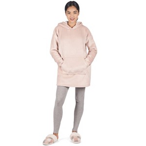 Memoi Women's Plush Lined Soft Velour Hooded Lounge Top - 1 of 4