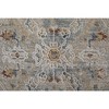 Ivory Tan and Blue Abstract Power Loom Worn Faded Area Rug With Fringe - 4 of 4