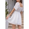 EXLURA Women's Summer Casual Square Neck Dresses Ruffle Short Sleeve Swiss Dot Flowy Mini Dress - 4 of 4
