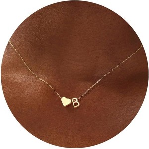 Initial Necklace - 18K Gold Plated Heart Pendant with A-Z Letters, Dainty Birthday Gift for Women and Teen Girls - 1 of 4