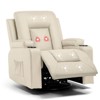 COMHOMA Recliner Chair PU Leather Rocking Sofa with Heated Massage Cream White - 3 of 4