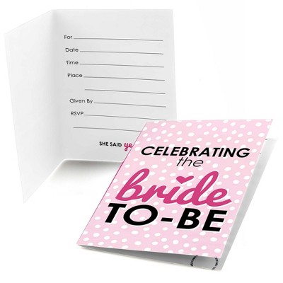 Big Dot of Happiness Bride-To-Be - Fill-In Bridal Shower & Classy Bachelorette Party Invitations (8 count)