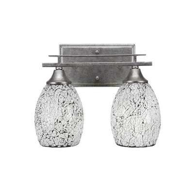 Toltec Lighting Uptowne 2 - Light Vanity in  Aged Silver with 5" Black Fusion Shade