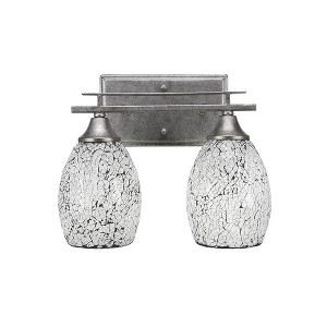 Toltec Lighting Uptowne 2 - Light Vanity in  Aged Silver with 5" Black Fusion Shade - 1 of 1