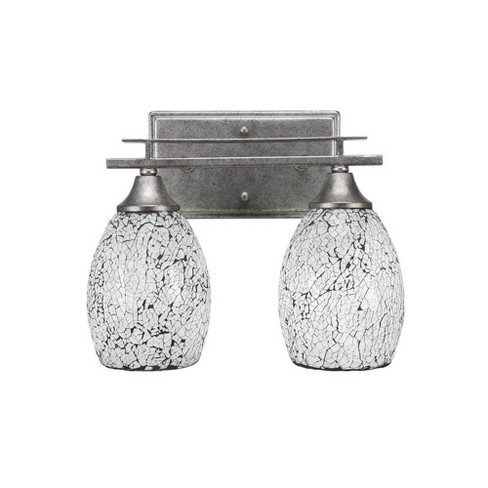 Toltec Lighting Uptowne 2 - Light Vanity in  Aged Silver with 5" Black Fusion Shade - image 1 of 1