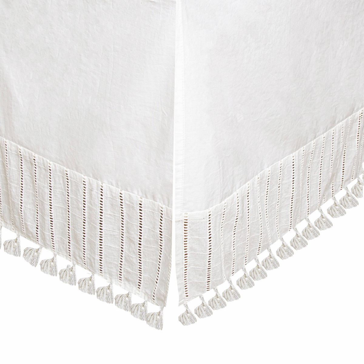 Crane Baby Cotton Tassel Boho Crib Skirt - Off-White - thumbnail 3