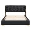 Queen/Full Size Upholstered Platform Bed Frame with Metal Strips Decor 4Q -ModernLuxe - 4 of 4