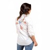 Women's Poplin Long Sleeve Embroidered Button Front Shirt - PAPARAZZI - 3 of 3