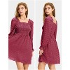 EXLURA Women's 2025 Summer Long Sleeve Party Swiss Dot Dress Smocked Ruffle Cocktail Mini Dresses - 4 of 4