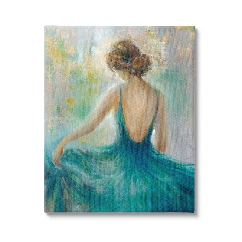 Stupell Industries Woman Green Dress Painting Canvas Wall Art, 1 of 6