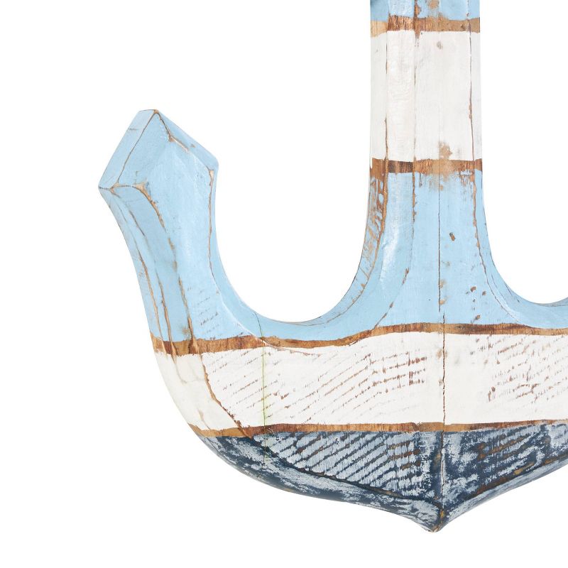 Olivia &#38; May 22&#34;x15&#34; Wood Anchor Distressed Wall Decor with Brown and Cream Accents Blue, 4 of 8