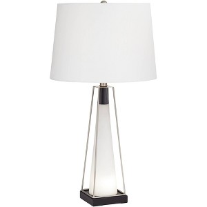 Pacific Coast Lighting Nina 28" Tall Modern Table Lamp with LED Nightlight White Glass Metal Single Off-White Shade Living Room Bedroom Bedside House - 1 of 4