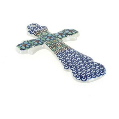 Blue Rose Polish Pottery Mardi Gras Cross