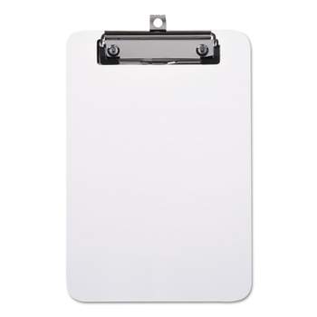 UNIVERSAL Plastic Clipboard with Low Profile Clip 1/2" Capacity Holds 5 x 8 Clear 40312