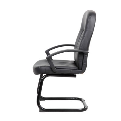 Black Leather High Back Reception Chair with Fixed Arms