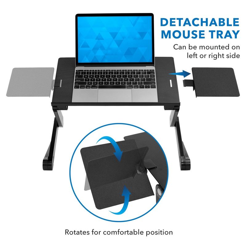 Mount-It! Lightweight Adjustable Laptop Stand with Built-in Cooling Fans and Mouse Pad Tray | Ergonomic & Portable Laptop Stand For Bed, Couch & Table, 5 of 10
