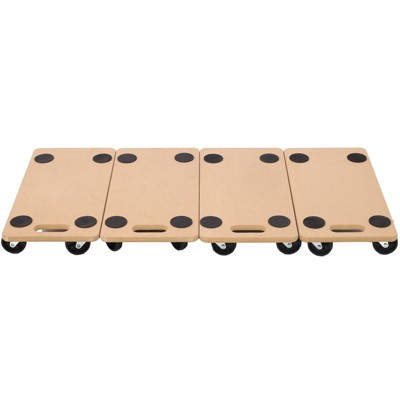 VisioGear 4PCS Furniture Moving Dolly, Heavy Duty Wood Rolling Mover with Wheels for Piano Couch Fridge Heavy Items, Natural, 22.8"*11.2"*4.3"