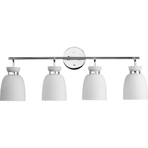 Progress Lighting Lexie 4-Light Vanity Light, Steel, Matte Black, Opal Glass Shades, Damp Rated - 1 of 3