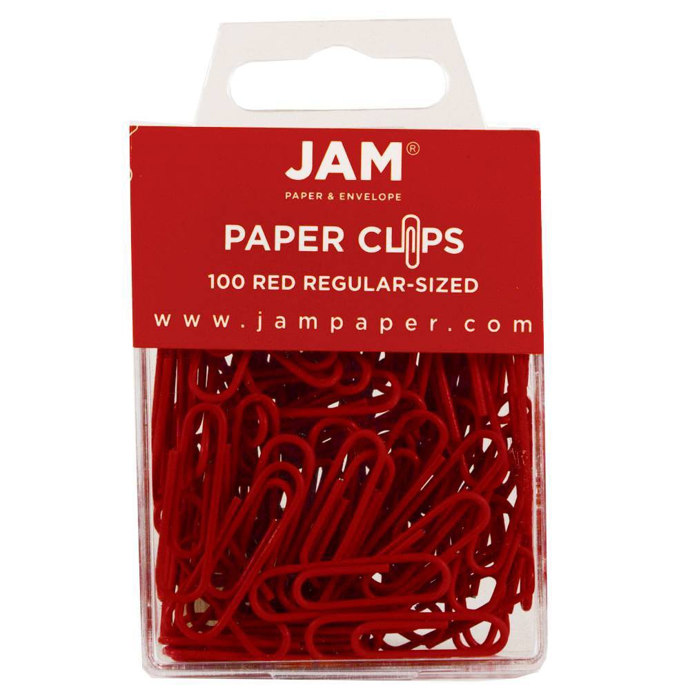 JAM Paper 1" 100pk Colorful Standard Paper Clips - Regular - Red: Stationery & Office Supplies, Plastic Material