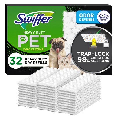 Swiffer Sweeper Pet Heavy Duty Multi-Surface Dry Cloth Refills for Floor Sweeping and Cleaning - 32ct