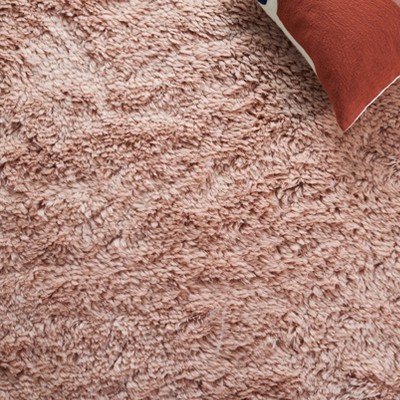 Pink 8' x 10' Handmade Wool Shag Area Rug