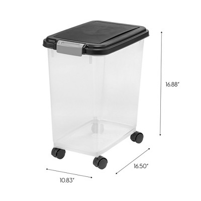 IRIS 30 lbs Airtight Plastic Pet Food Storage Container with Wheels