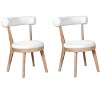 Dexmalle Set of 2 Modern Rubberwood Dining Chairs,Natural + Beige - 3 of 4