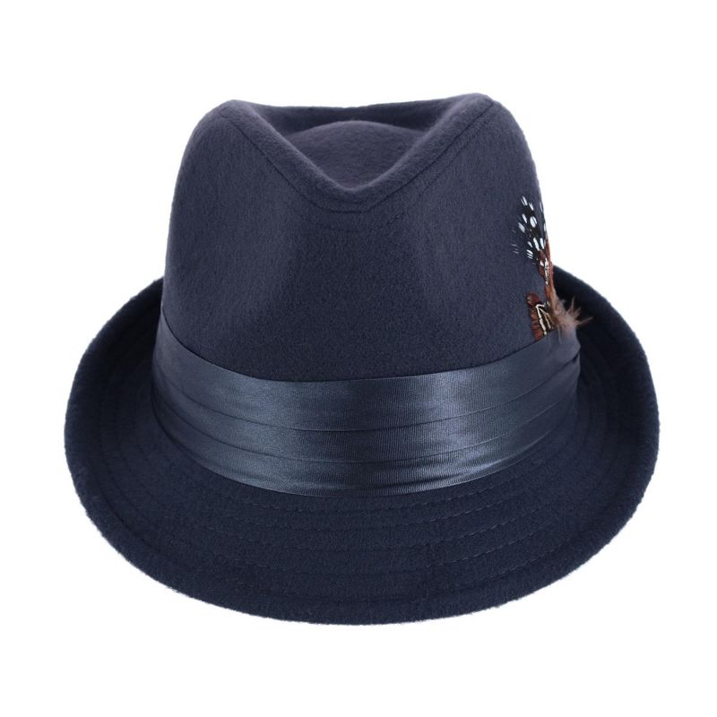 Kenny K Men's Dressy Faux Felt Fedora with Feather, 3 of 5