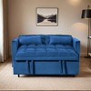 3 in 1 Convertible Sleeper Sofa Bed, Modern Pull Out Couch Bed, Adjustable Backrest, Velvet Loveseat Futon Sofa with Pillows - Leovsnove - 2 of 4