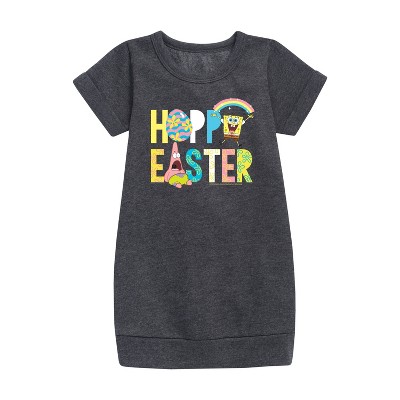- SpongeBob SquarePants - Hoppy Easter Icons Graphic Short Sleeve Fleece Dress