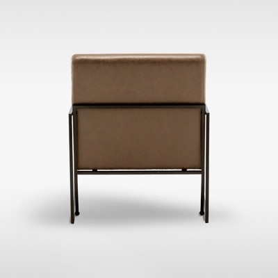 Brown Faux Leather and Metal Arm Accent Chair