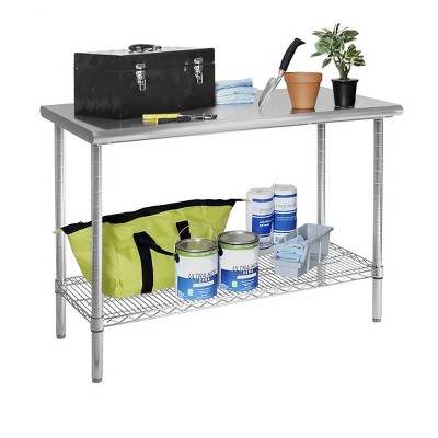 Commercial Stainless Steel Work Table with Chrome Frame