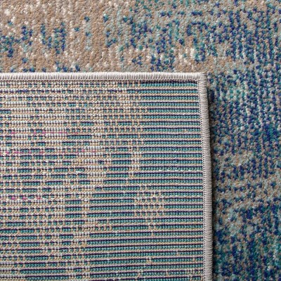 Madison Blue and Grey 8' Square Synthetic Abstract Rug