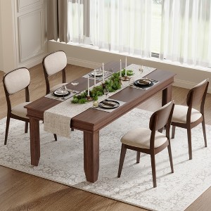 Farmhouse Dining Table for 6-8 People, 70.87" Long Wooden Kitchen Table with Sturdy Frame & Rustic Brown Finish - 1 of 4