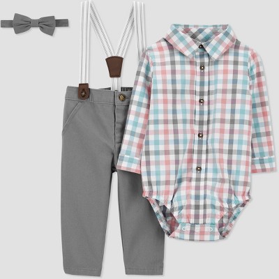 Image of Carter's Just One You® Toddler Boys' Plaid Top & Bottom Set - Pink/Gray/Blue 4T