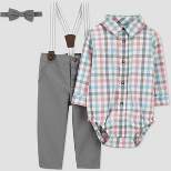 Carter's Just One You® Toddler Boys' Plaid Top & Bottom Set - Pink/Gray/Blue