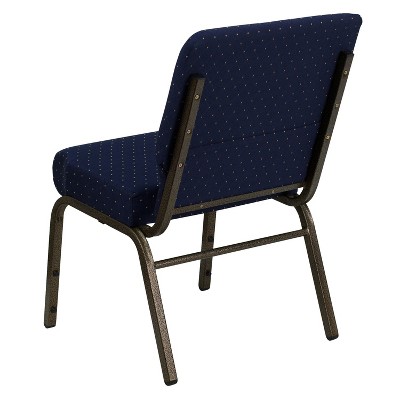 Navy Blue Fabric and Gold Steel Stacking Chair
