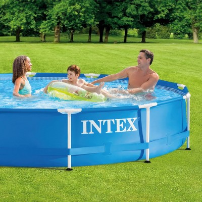 Intex 12 ft Round Blue Metal Frame Above Ground Pool