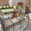 Okak Large Dog Crate with Storage Rack and Drawers, Dog Kennel with Iron Frame and Stainless Steel Food and Water Bowls for Large Dogs, Beige+Black - 4 of 4