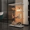 49.88"H Tempered Glass Display Cabinet with Battery-Powered PAIPAI Light, Adjustable Floor Feet & Portable Design for Living Room - 3 of 4