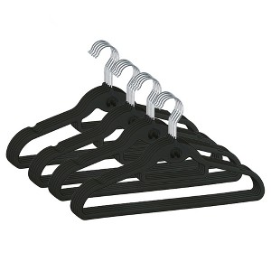 Trio Home Heavy Duty Rubber Hanger with Cascade Hook and Tie Bar,360 Degree Rotatable Hook (20 PACK)  - Black - 1 of 4